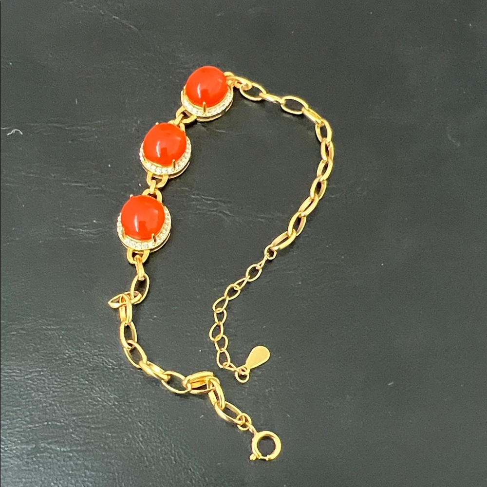 Elegant Baoshan South Red Agate Silver Bracelet